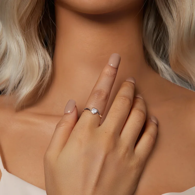 (kép) Pandora stílusú gyönyörű szerelem Moissanite Ring (egy tanúsítvány) - MSR047 - Megtekintés 6