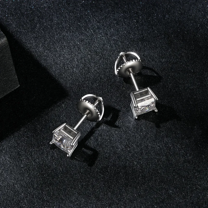 (kép) Pandora stílusú hercegnő Moissanite fülbevalók (két tanúsítvánnyal) - MSE047-L - Megtekintés 3