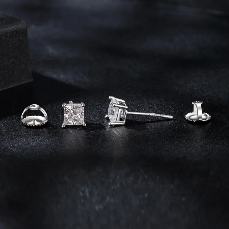 (kép) Pandora stílusú hercegnő Moissanite fülbevalók (két tanúsítvánnyal) - MSE047-L - Megtekintés 4