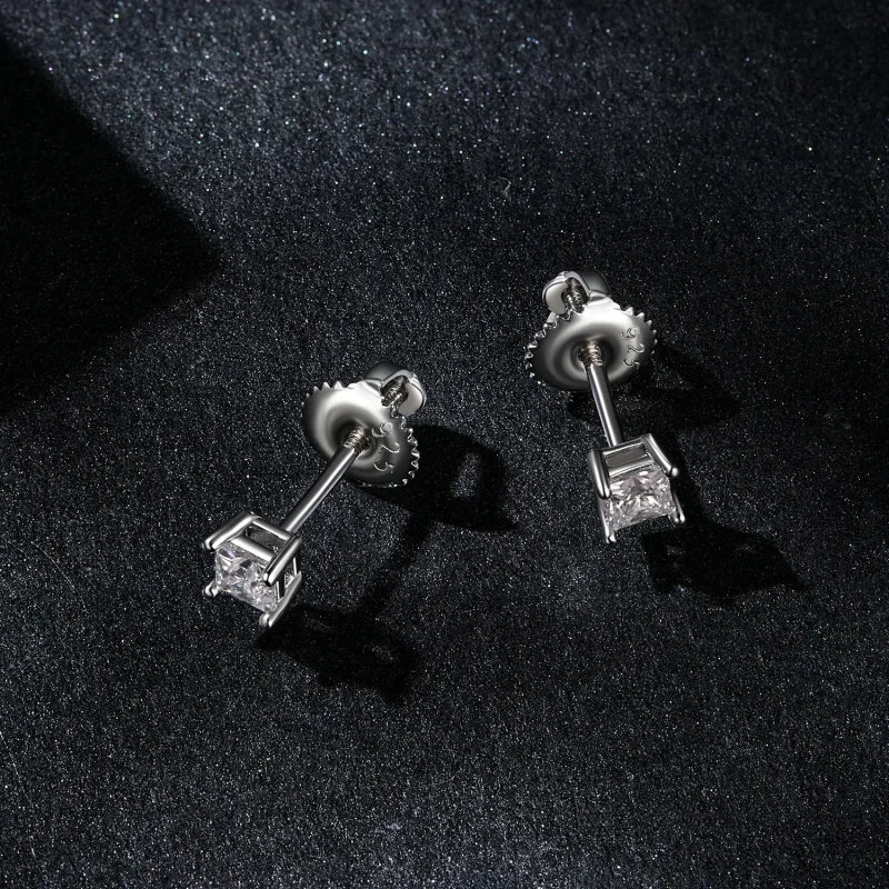 (kép) Pandora stílusú hercegnő Moissanite fülbevalókkal (egy tanúsítvány) - MSE047-S - Megtekintés 3