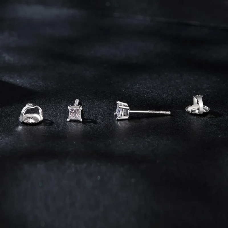 (kép) Pandora stílusú hercegnő Moissanite fülbevalókkal (egy tanúsítvány) - MSE047-S - Megtekintés 4