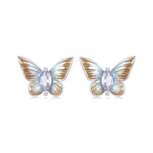 Pandora stílusú kecses pillangó fülbevalók - BSE993 (kép) Pandora stílusú kecses pillangó fülbevalók - BSE993