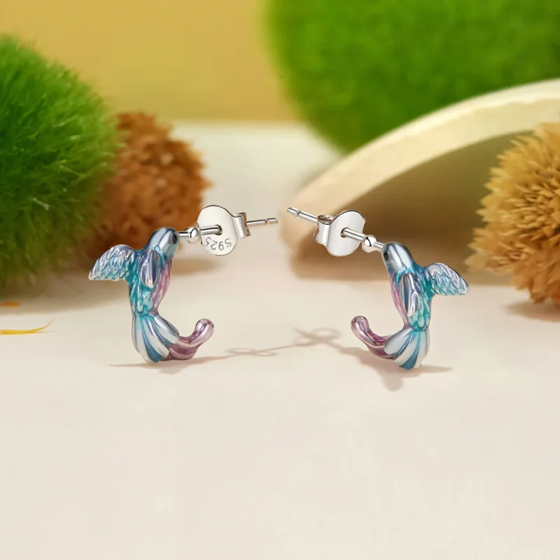 (kép) Pandora stílusú Kingfisher fülbevalók - BSE997 - Megtekintés 3