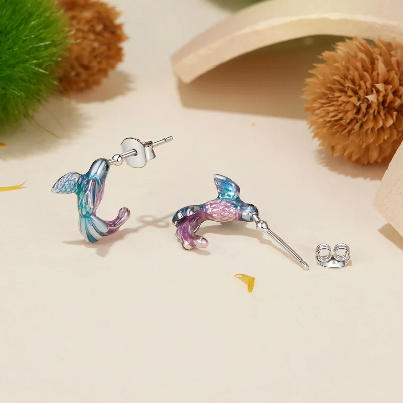 (kép) Pandora stílusú Kingfisher fülbevalók - BSE997 - Megtekintés 4