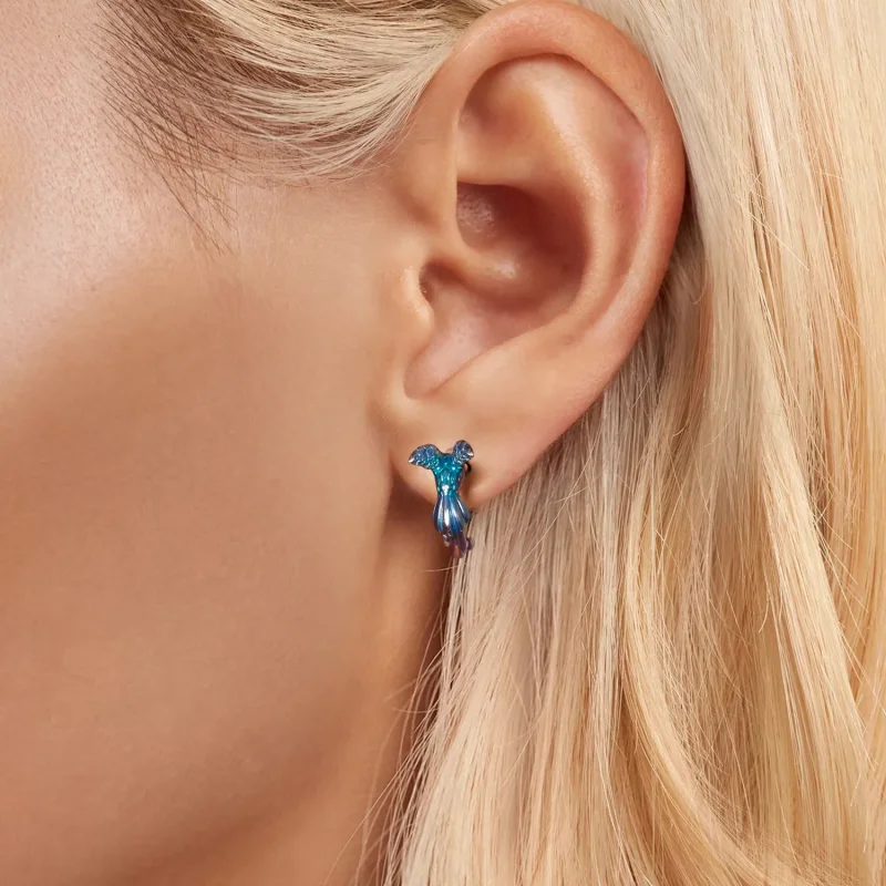 (kép) Pandora stílusú Kingfisher fülbevalók - BSE997 - Megtekintés 5