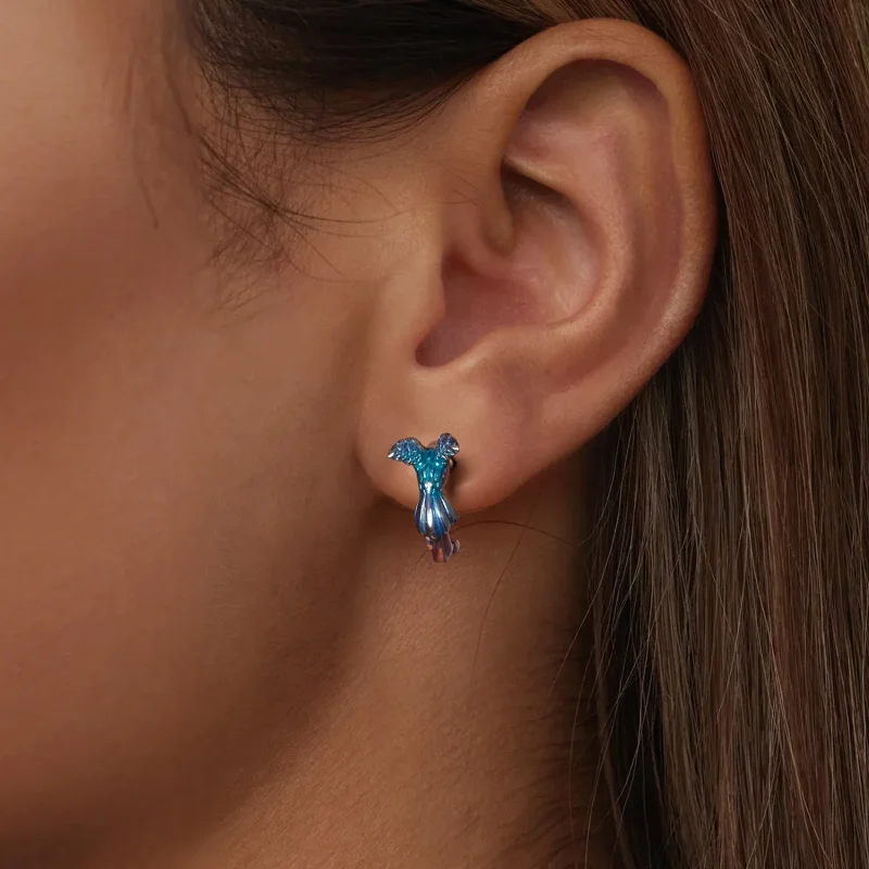 (kép) Pandora stílusú Kingfisher fülbevalók - BSE997 - Megtekintés 6