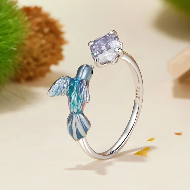 (kép) Pandora stílusú Kingfisher sziromgyűrű - BSR540-E - Megtekintés 2