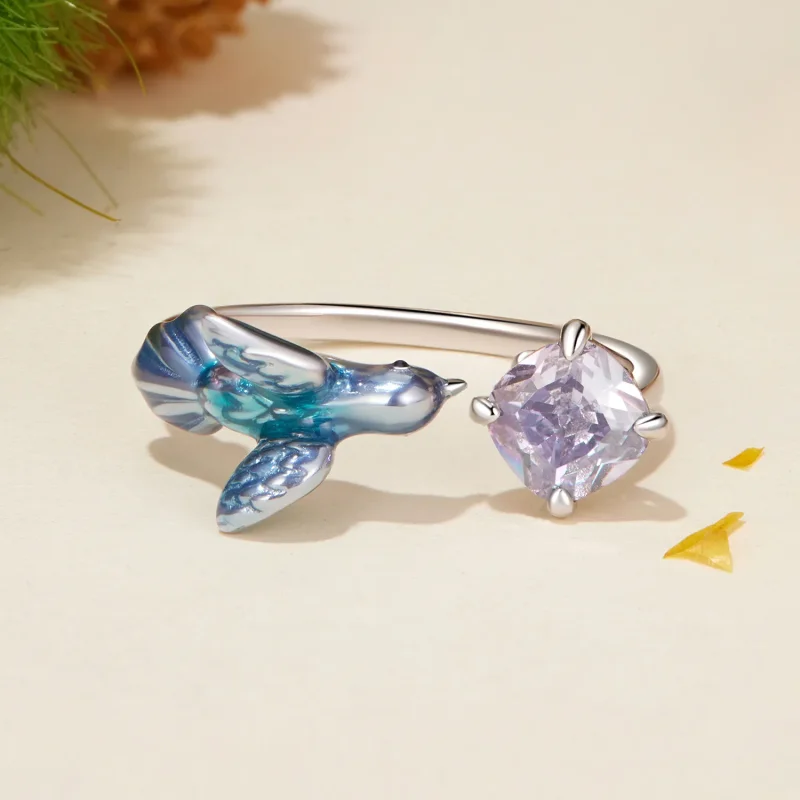 (kép) Pandora stílusú Kingfisher sziromgyűrű - BSR540-E - Megtekintés 3