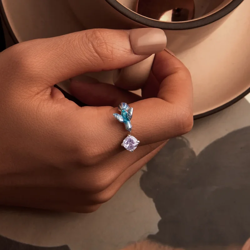 (kép) Pandora stílusú Kingfisher sziromgyűrű - BSR540-E - Megtekintés 5