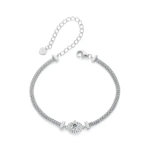 Pandora stílusú Moissanite fonott ezüst karkötő - MSB015 (kép) Pandora stílusú Moissanite fonott ezüst karkötő - MSB015