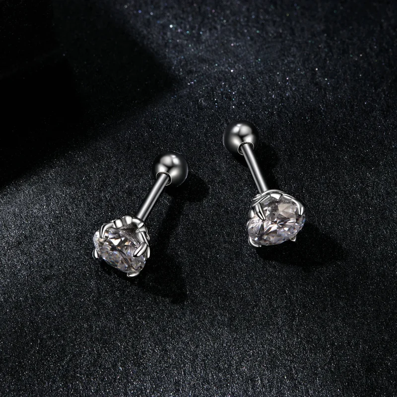 (kép) Pandora stílusú Moissanite minta szálgömb fülbevalók (két tanúsítvány) - MSE050 - Megtekintés 3