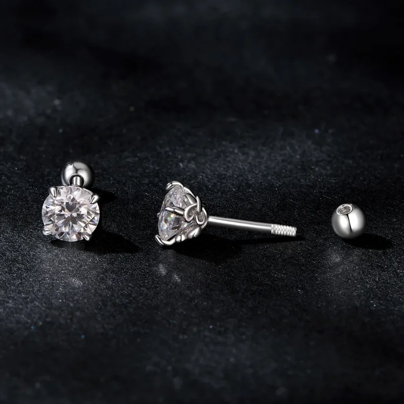 (kép) Pandora stílusú Moissanite minta szálgömb fülbevalók (két tanúsítvány) - MSE050 - Megtekintés 4
