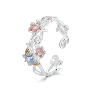 Pandora stílusú romantikus Sakura Butterfly Ring - BSR538-E (kép) Pandora stílusú romantikus Sakura Butterfly Ring - BSR538-E