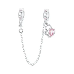 (kép) Pandora stílusú szerető szívzáró biztonsági lánc - BSC975