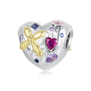 Pandora stílusú vintage Cross Heart - BSC1006 (kép) Pandora stílusú vintage Cross Heart - BSC1006