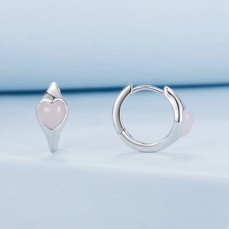 (kép) Pandora Style csodálatos Pandora stílusú rózsaszín szív fülbevalókat - BSE1000 - Megtekintés 2