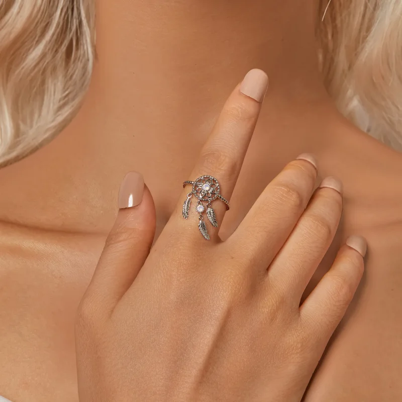 (kép) Pandora Style varázslatos világot Pandora stílusú álomfogó nyitott gyűrűvel - SC - Megtekintés 6