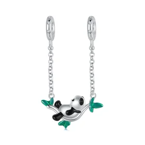 (kép) Pandora stílusú bambusz erdő panda ezüst Charm - SCC2810