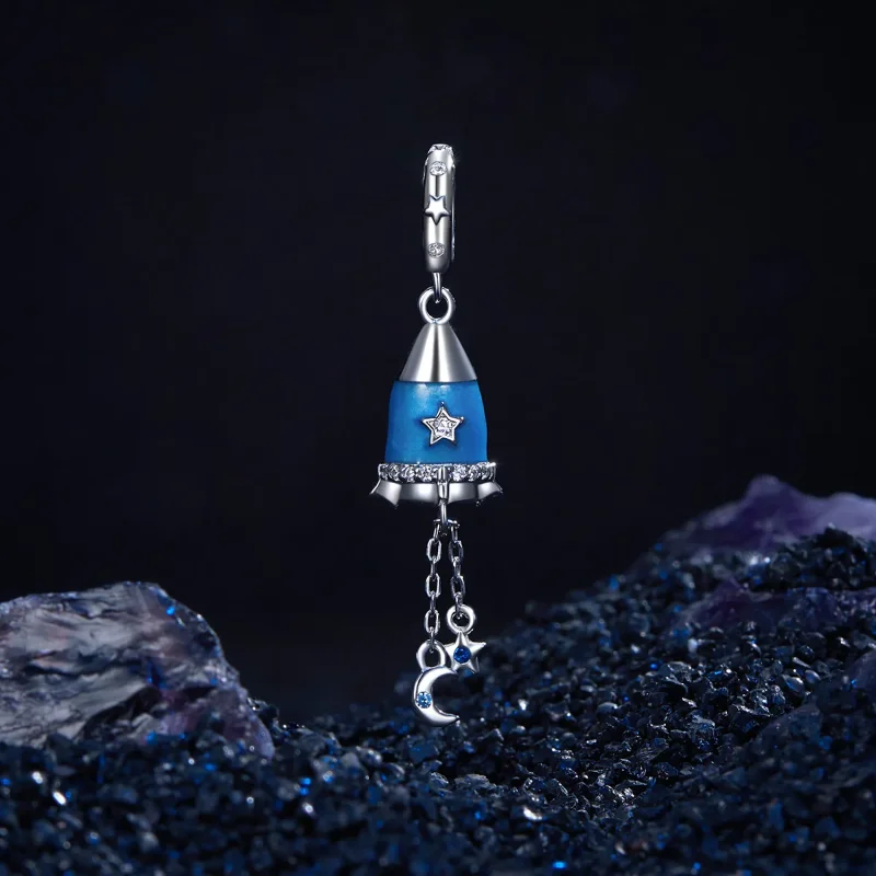 (kép) Pandora stílusú csillag hold rakéta Charm - SCC2788 - Megtekintés 2