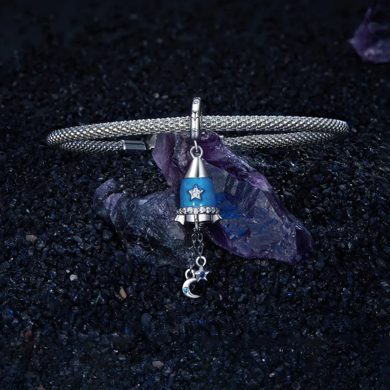(kép) Pandora stílusú csillag hold rakéta Charm - SCC2788 - Megtekintés 3