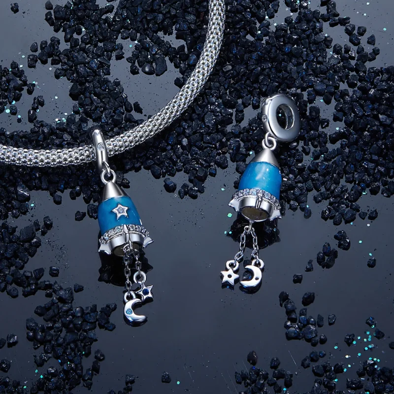(kép) Pandora stílusú csillag hold rakéta Charm - SCC2788 - Megtekintés 4