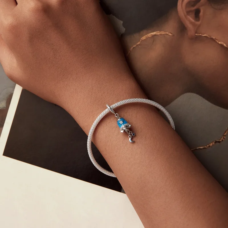 (kép) Pandora stílusú csillag hold rakéta Charm - SCC2788 - Megtekintés 5