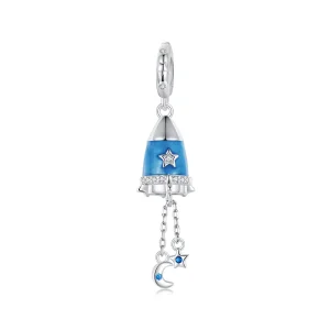 (kép) Pandora stílusú csillag hold rakéta Charm - SCC2788
