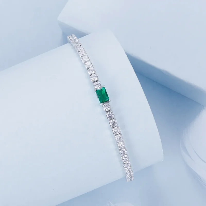 (kép) Pandora stílusú elegáns smaragd karkötő - BSB179 - Megtekintés 2