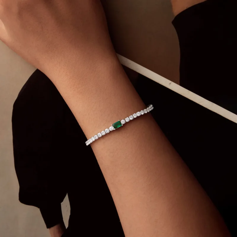 (kép) Pandora stílusú elegáns smaragd karkötő - BSB179 - Megtekintés 4