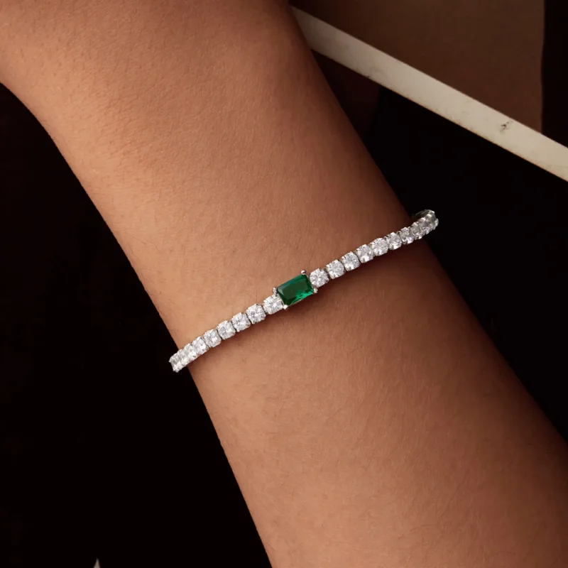 (kép) Pandora stílusú elegáns smaragd karkötő - BSB179 - Megtekintés 8