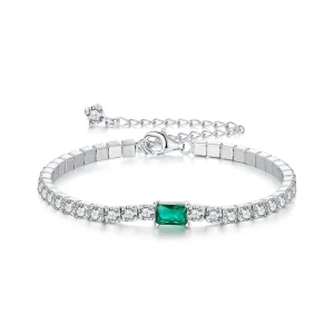 Pandora stílusú elegáns smaragd karkötő - BSB179 (kép) Pandora stílusú elegáns smaragd karkötő - BSB179