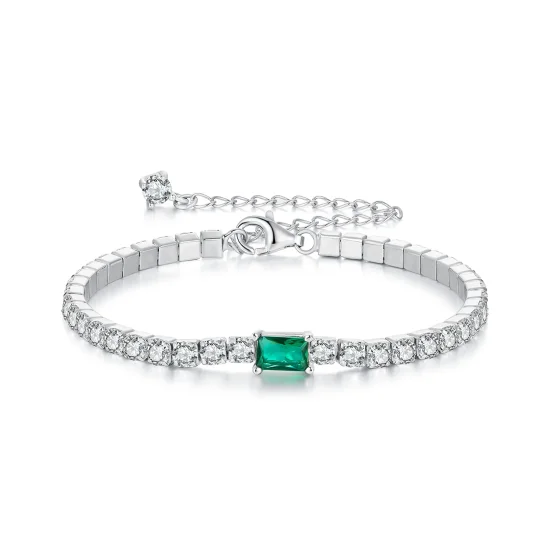 (kép) Pandora stílusú elegáns smaragd karkötő - BSB179