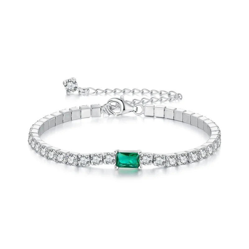 (kép) Pandora stílusú elegáns smaragd karkötő - BSB179