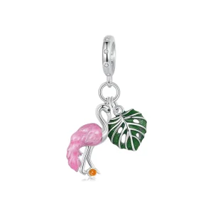 Pandora stílusú Flamingo teknős levél Charm - SCC2830 (kép) Pandora stílusú Flamingo teknős levél Charm - SCC2830