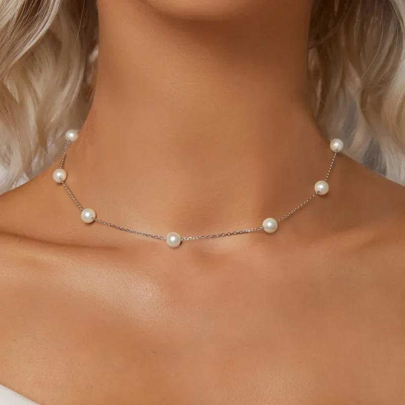 (kép) Pandora stílusú Gypsophila nyaklánc - BSN389 - Megtekintés 6