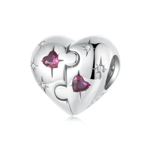 (kép) Pandora stílusú Jigsaw Heart Charm - SCC2775