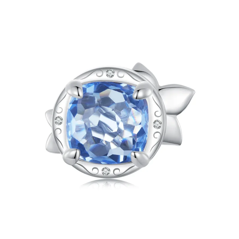 (kép) Pandora stílusú kis Delphinium virág Charm - BSC1029 - Megtekintés 2
