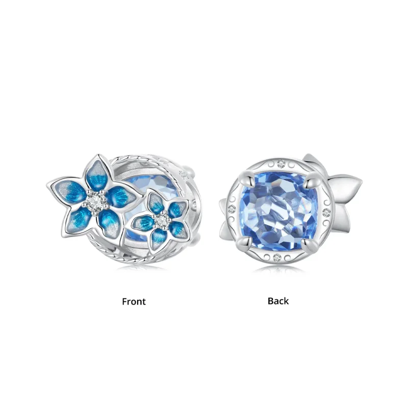 (kép) Pandora stílusú kis Delphinium virág Charm - BSC1029 - Megtekintés 3