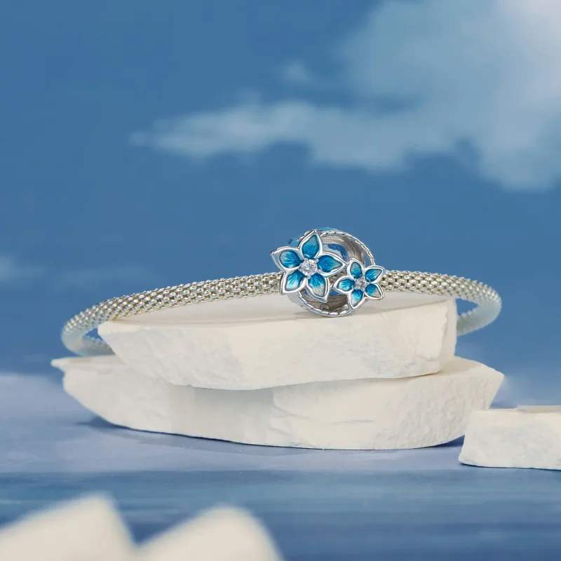 (kép) Pandora stílusú kis Delphinium virág Charm - BSC1029 - Megtekintés 5