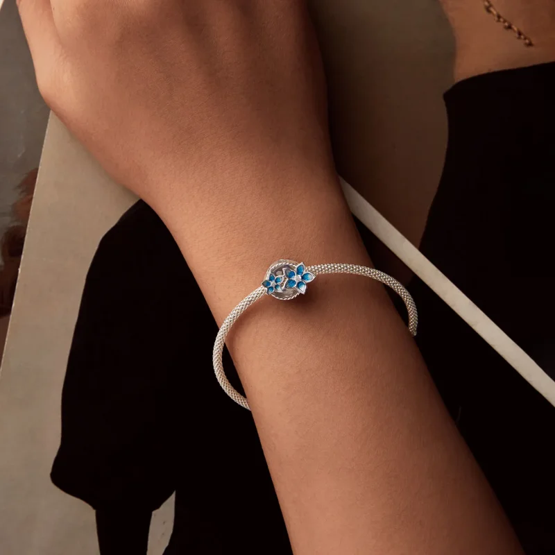 (kép) Pandora stílusú kis Delphinium virág Charm - BSC1029 - Megtekintés 6