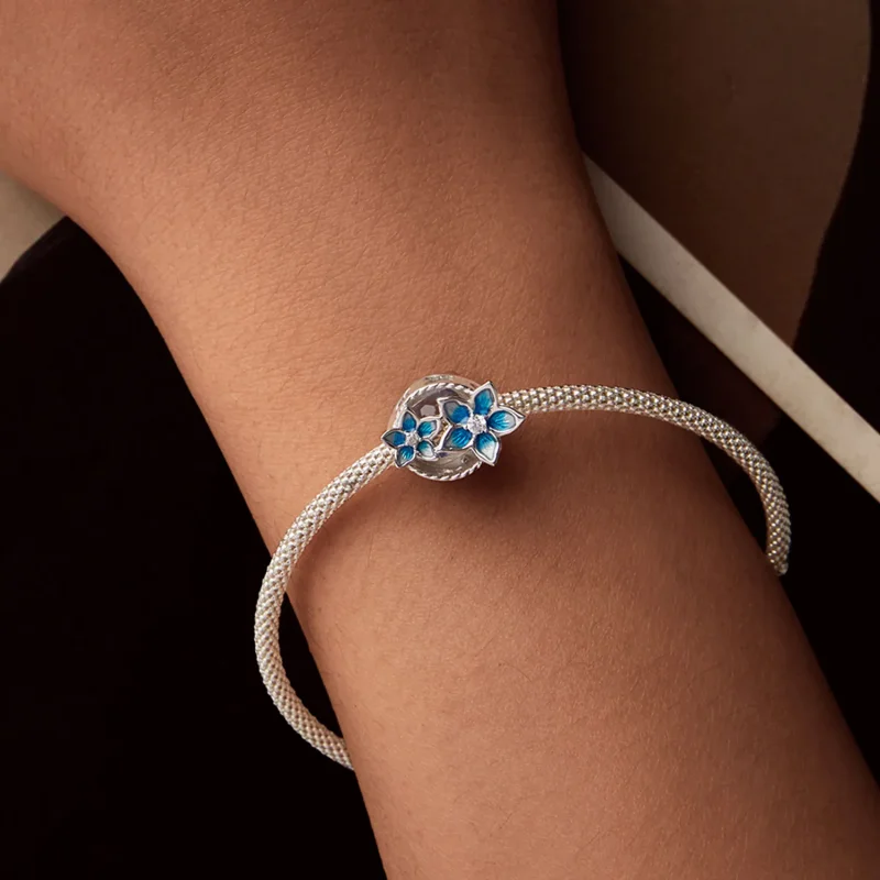 (kép) Pandora stílusú kis Delphinium virág Charm - BSC1029 - Megtekintés 7