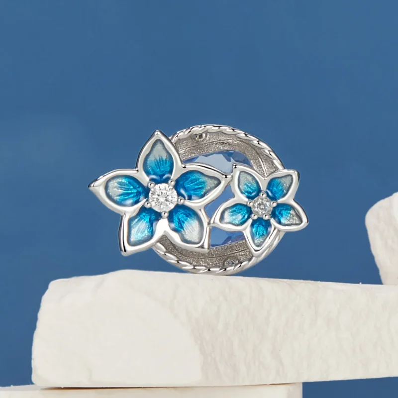 (kép) Pandora stílusú kis Delphinium virág Charm - BSC1029 - Megtekintés 8