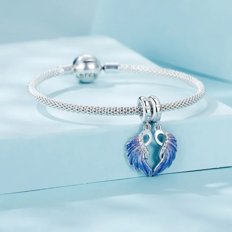 (kép) Pandora stílusú kék szárnyak kettős Charm- SCC2781 - Megtekintés 4