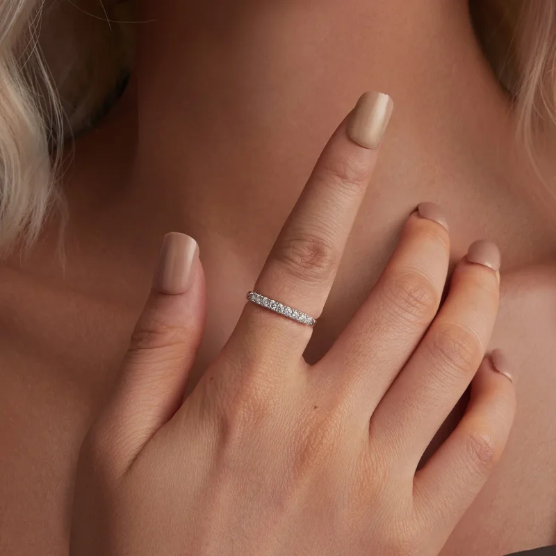 (kép) Pandora stílusú Moissanite texturált gyűrű (egy tanúsítvány) - MSR052 - Megtekintés 4