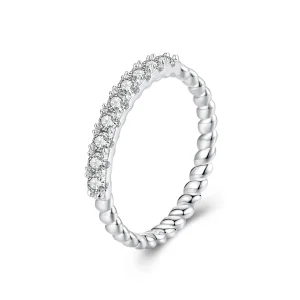 (kép) Pandora stílusú Moissanite texturált gyűrű (egy tanúsítvány) - MSR052