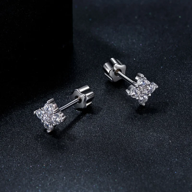 (kép) Pandora stílusú négylevelű Clover Moissanite fülbevalók (egy tanúsítvánnyal) - M - Megtekintés 3