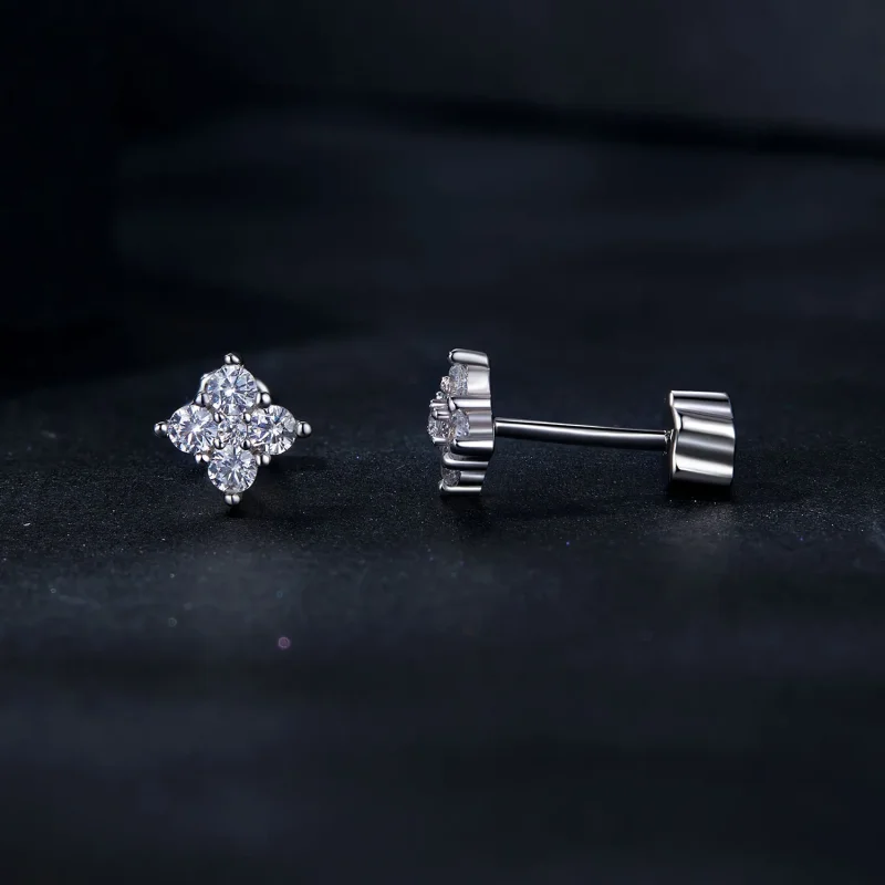 (kép) Pandora stílusú négylevelű Clover Moissanite fülbevalók (egy tanúsítvánnyal) - M - Megtekintés 4