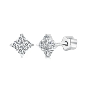 Pandora stílusú négylevelű Clover Moissanite fülbevalók (egy tanúsítvánnyal) - MSE056 (kép) Pandora stílusú négylevelű Clover Moissanite fülbevalók (egy tanúsítvánnyal) - MSE056