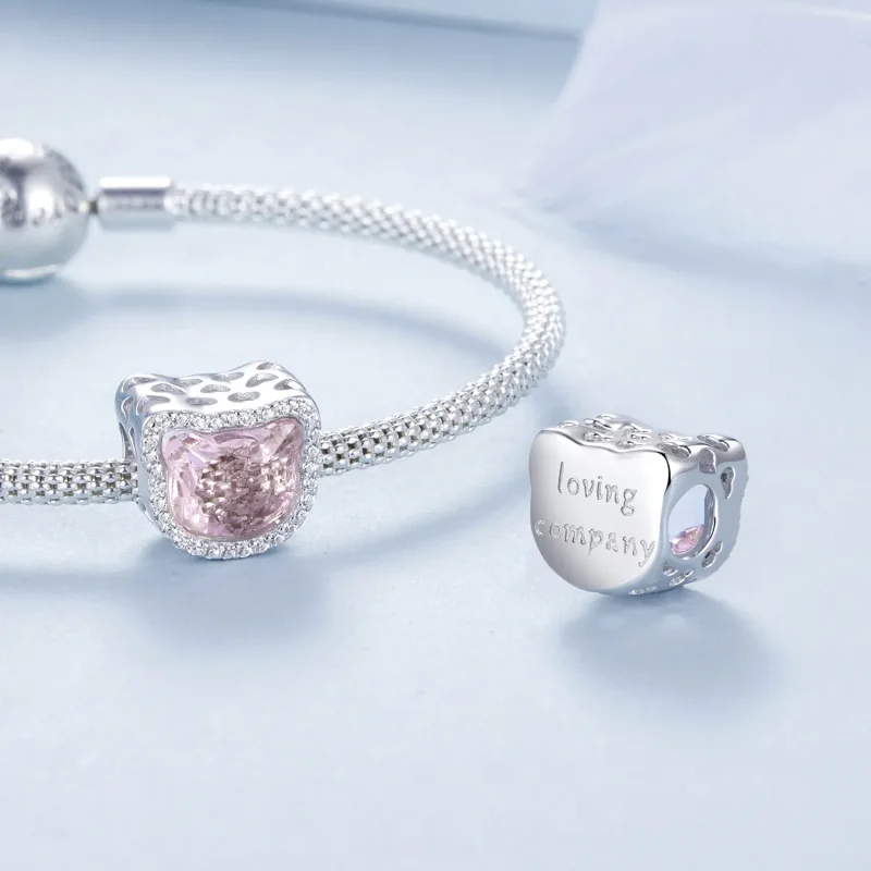 (kép) Pandora stílusú Pink Cat Charm - BSC1020 - Megtekintés 4