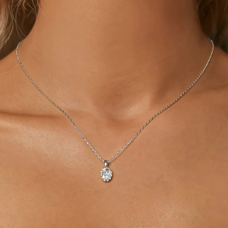 (kép) Pandora stílusú ragyogó szépség 1ct Moissanite nyaklánc (egy tanúsítvánnyal) - M - Megtekintés 5